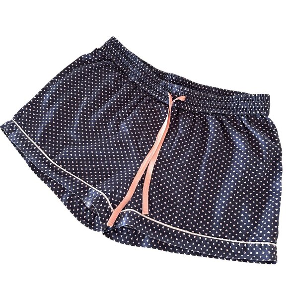 Tori Burch Navy Heart Sleep Shorts Pajama Bottoms Size XS Navy Pink - Picture 1 of 9